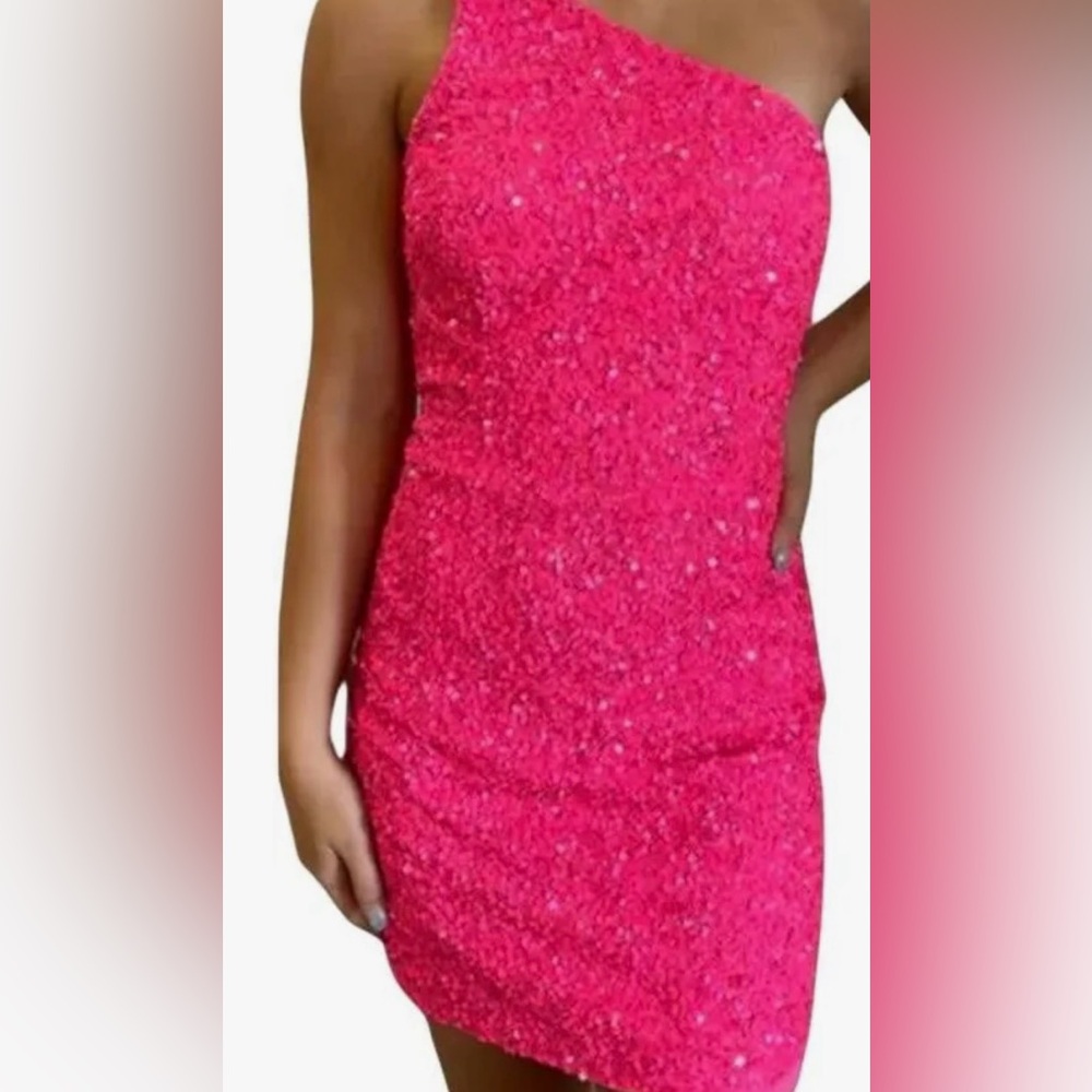 One Shoulder Pink Dress